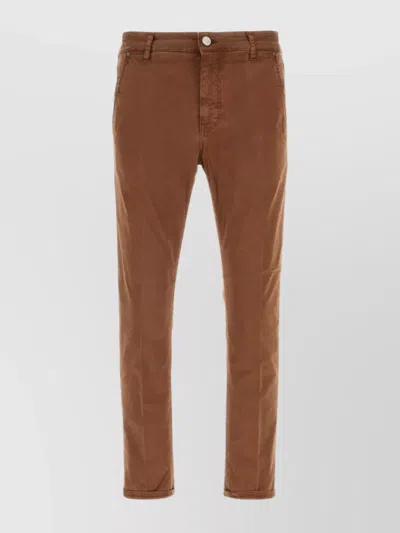 Pt Torino Trousers Stretch Cotton Belt Loops In Brown