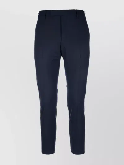 Pt Torino Trousers With Belt Loops And Cropped Length In Blue