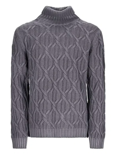Pt Torino Turtleneck Cable-knit Sweater In Purple