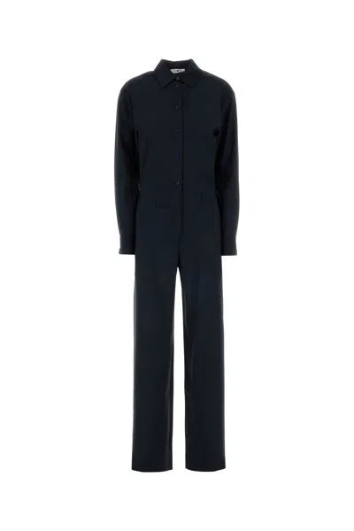 Pt Torino Long-sleeve Button-up Jumpsuit In Blue