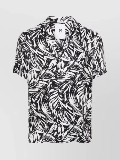 Pt Torino Twill Shirt Short Sleeves Printed Pattern In Black