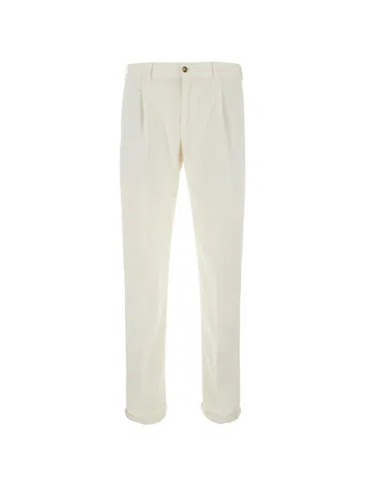 Pt Torino Union Pleated Corduroy Trousers In White