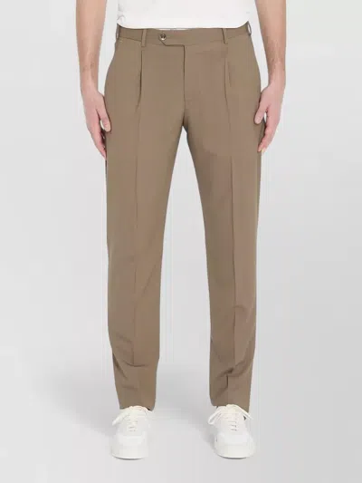 Pt Torino Union Virgin Wool Tailored Trousers In Brown