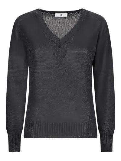 Pt Torino V-neck Jumper In Black