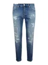 Pt Torino Slim-fit Blue Jeans With Distressed Detailing In Lavado Medio