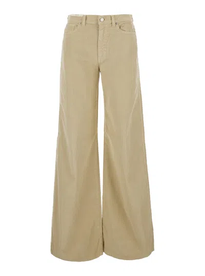 Pt Torino Velvet Back Logo Patch High-waist Pants With Soft Fit In Brown