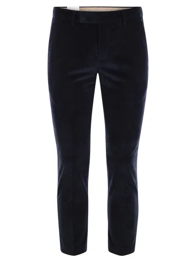 Pt Torino Velvet Milleraies Trousers In Blue