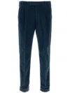 Pt Torino Velvet Tapered Trousers In Blue