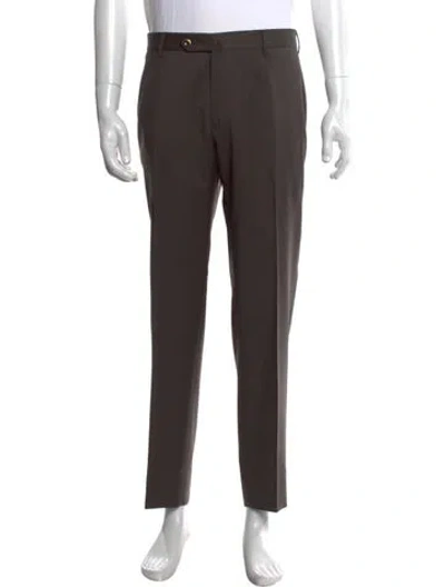 Pre-owned Pt Torino Virgin Wool Dress Pants In Brown