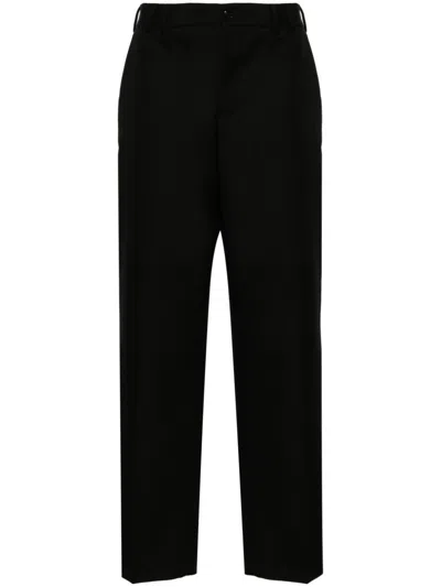 Pt Torino Virgin Wool Tapered Trousers In Black