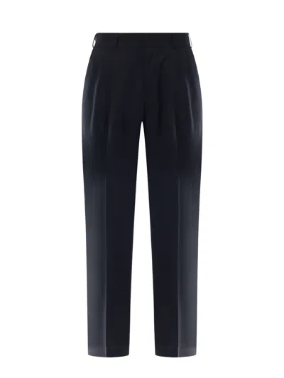 Pt Torino Virgin Wool Trouser With Frontal Pinces In Black
