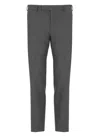 Pt Torino Slim Fit Wool Trousers With Button Detail In Grey
