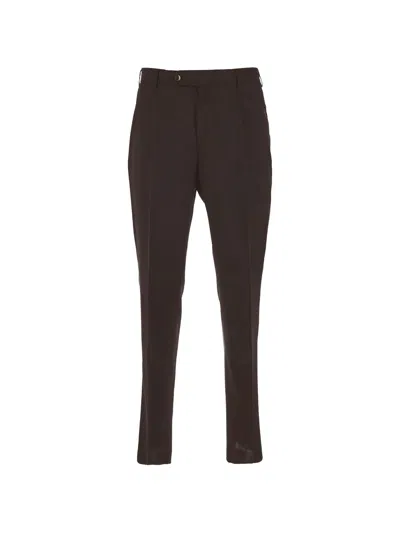 Pt Torino Virgin Wool Trousers With Relaxed Fit And Zip-button Closure In Multi