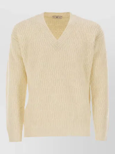 Pt Torino Virgin Wool V-neck Jumper In Neutral