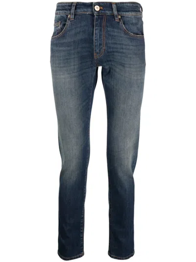 Pt Torino Washed Slim-cut Jeans In Blue