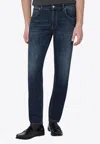 Pt Torino Stitched Denim Trousers Belt Loops In Blue