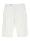 Pt Torino White Bermuda With Pence And Side Pocket With Flap In Linen And Cotton Blend Man