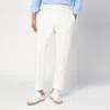 Pt Torino Refined Cotton Twill White Trousers With Detailing In White