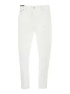 Pt Torino White Five Pocket Jeans With Logo Patch On The Back In Cotton Man In White