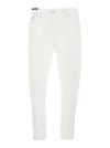 Pt Torino White Five Pocket Jeans With Logo Patch On The Back In Cotton Man In White