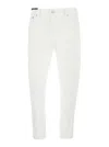 Pt Torino White Five Pocket Jeans With Logo Patch On The Back In Cotton Man In White