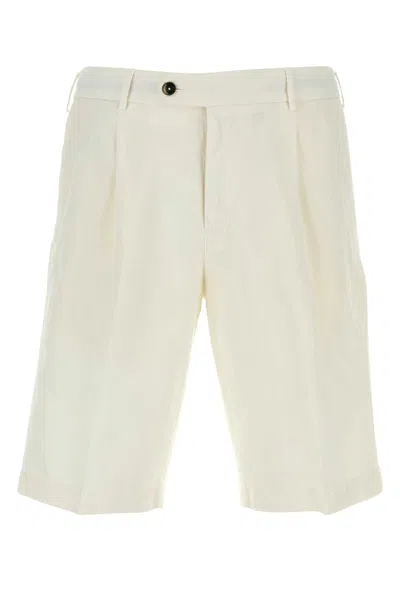 Pt Torino White Lyocell Blend Bermuda Shorts