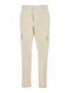Pt Torino White Pants With Cargo Pockets In Cotton And Linen Blend Woman