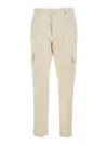 Pt Torino White Pants With Cargo Pockets In Cotton And Linen Blend Woman