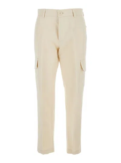 PT TORINO WHITE PANTS WITH CARGO POCKETS