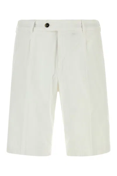 Pt Torino White Stretch Corduroy Bermuda Shorts