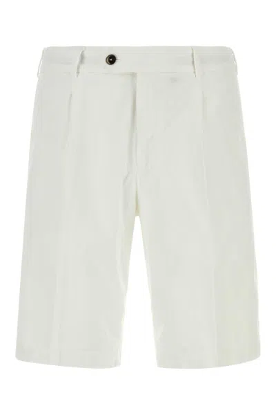 Pt Torino White Stretch Corduroy Bermuda Shorts