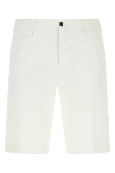 Pt Torino White Stretch Cotton Bermuda Shorts