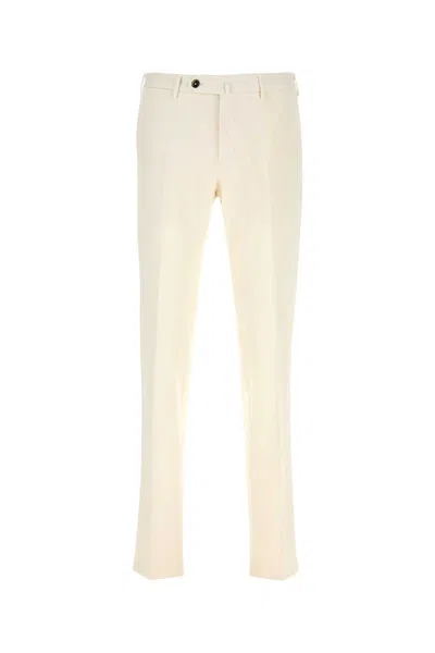 PT TORINO WHITE STRETCH COTTON BLEND PANT