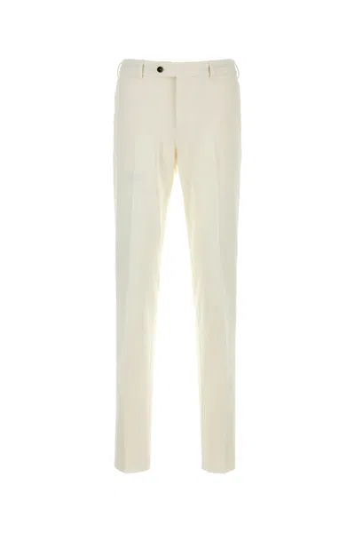 Pt Torino Stretch Cotton Blend Joggers Trousers Belt Loops In White