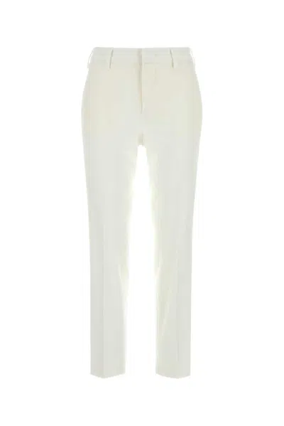 Pt Torino White Stretch Cotton Cigarette Pant