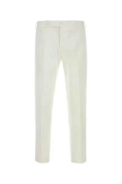 Pt Torino White Stretch Cotton Pant