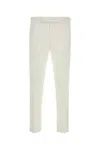 Pt Torino Refined Cotton Twill White Trousers With Detailing In Y010