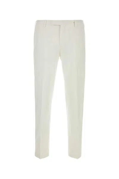 Pt Torino White Stretch-design Tapered Trousers