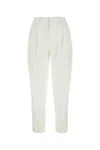 Pt Torino White Stretch Polyester Pant In White