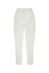 Pt Torino White Stretch Polyester Pant