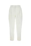 Pt Torino White Stretch Polyester Pant In Bianco