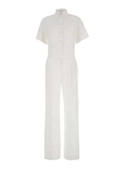 Pt Torino White Tracksuit With Patch Pockets On The Chest And Elastic Waist In Cotton Woman