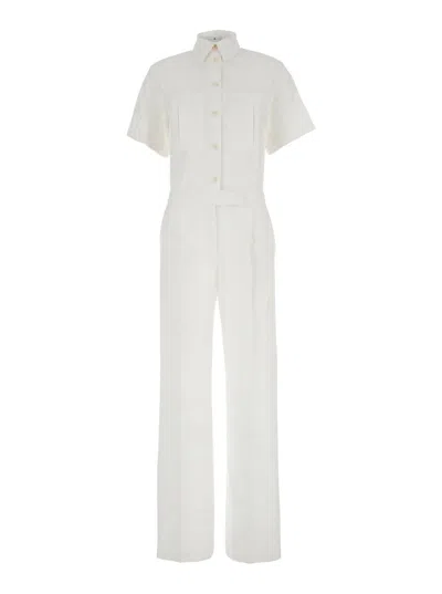 PT TORINO WHITE TRACKSUIT WITH PATCH POCKETS ON THE CHEST AND ELASTIC WAIST IN COTTON WOMAN
