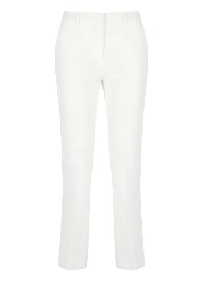 PT TORINO WHITE VISCOSE PANTS WITH TAILORED DESIGN