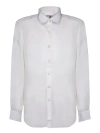 Pt Torino White Viscose Striped Shirt In White
