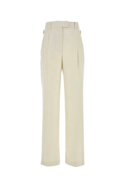 Pt Torino White Wool Blend Isabel Pant In Neutral