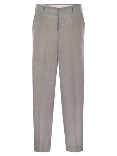 Pt Torino Wide - Straight-leg Trousers In Virgin Wool In Pearl
