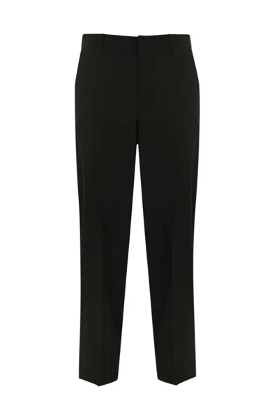Pt Torino Wide Fit Wool Trousers In Marrone Scuro