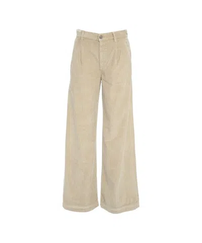 Pt Torino Wide-leg Corduroy Trousers With Mid-rise Waist And Ribbed Texture In Multi