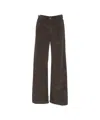 Pt Torino Wide-leg Corduroy Trousers With Mid-rise Waist And Soft Texture In Brown